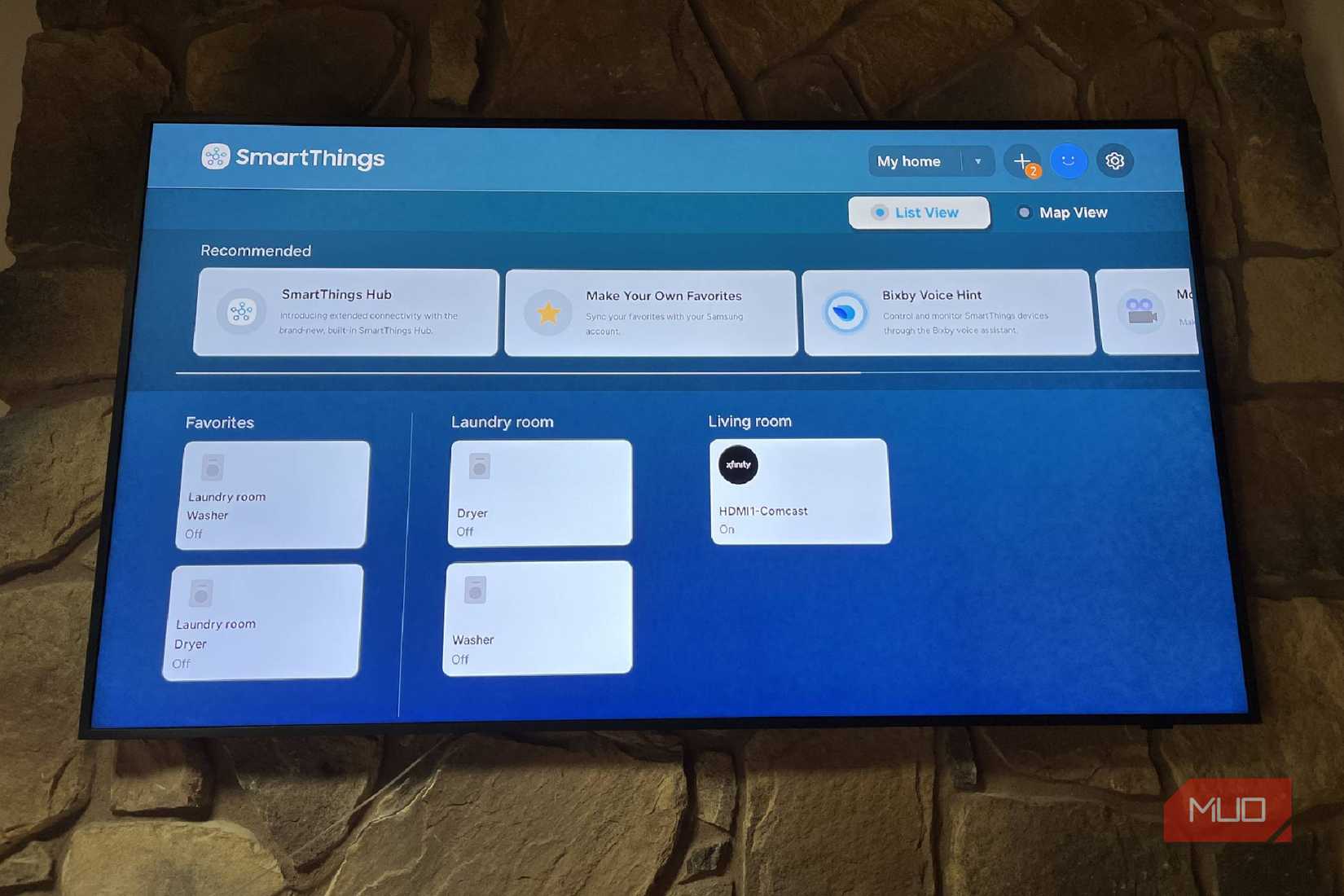 Samsung SmartThings favorites on a Samsung Frame TV