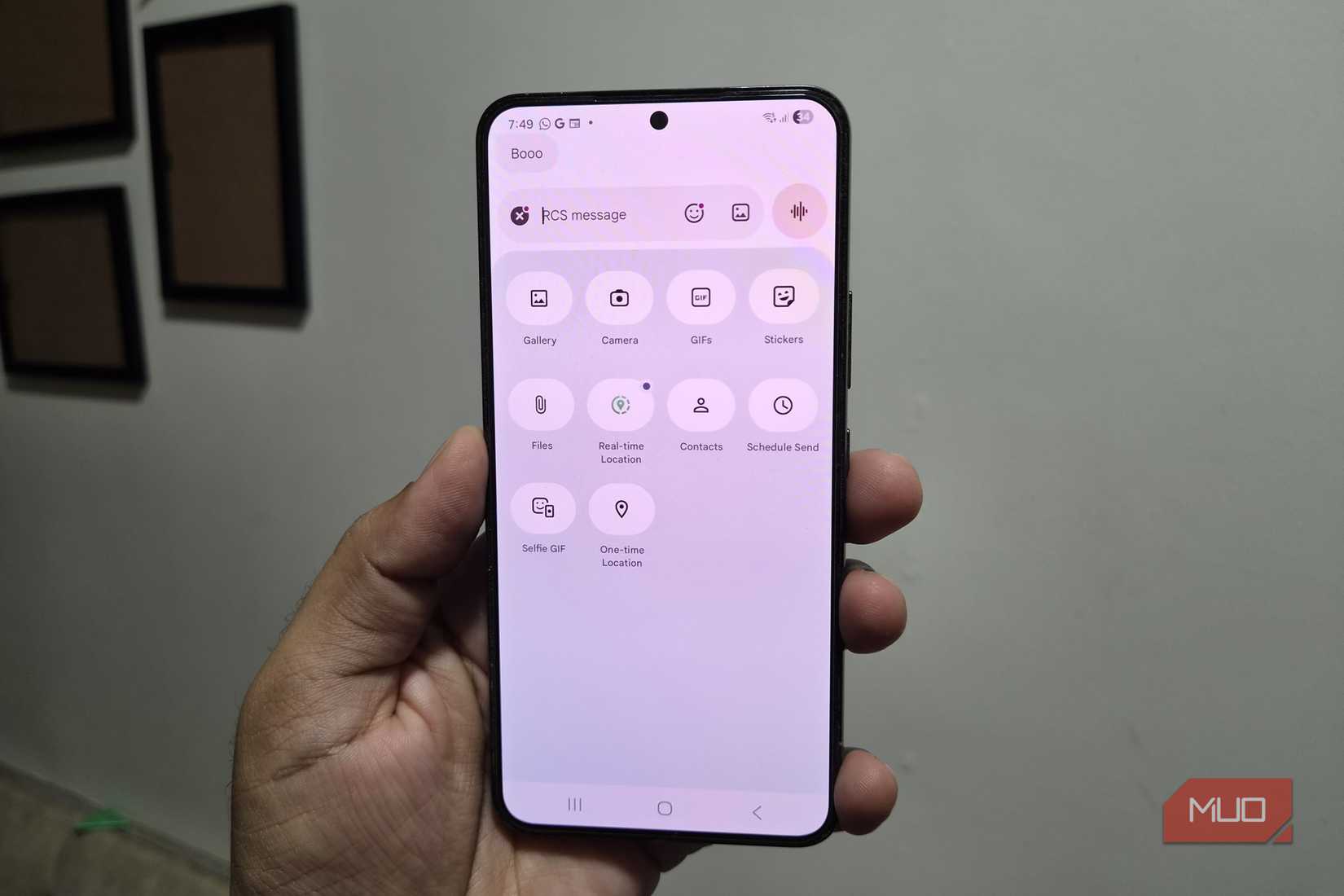Samsung phone in hand showing location sharing