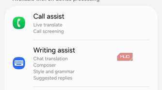 Samsung phone on-device AI processing menu