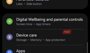 Samsung settings menu with various options displayed