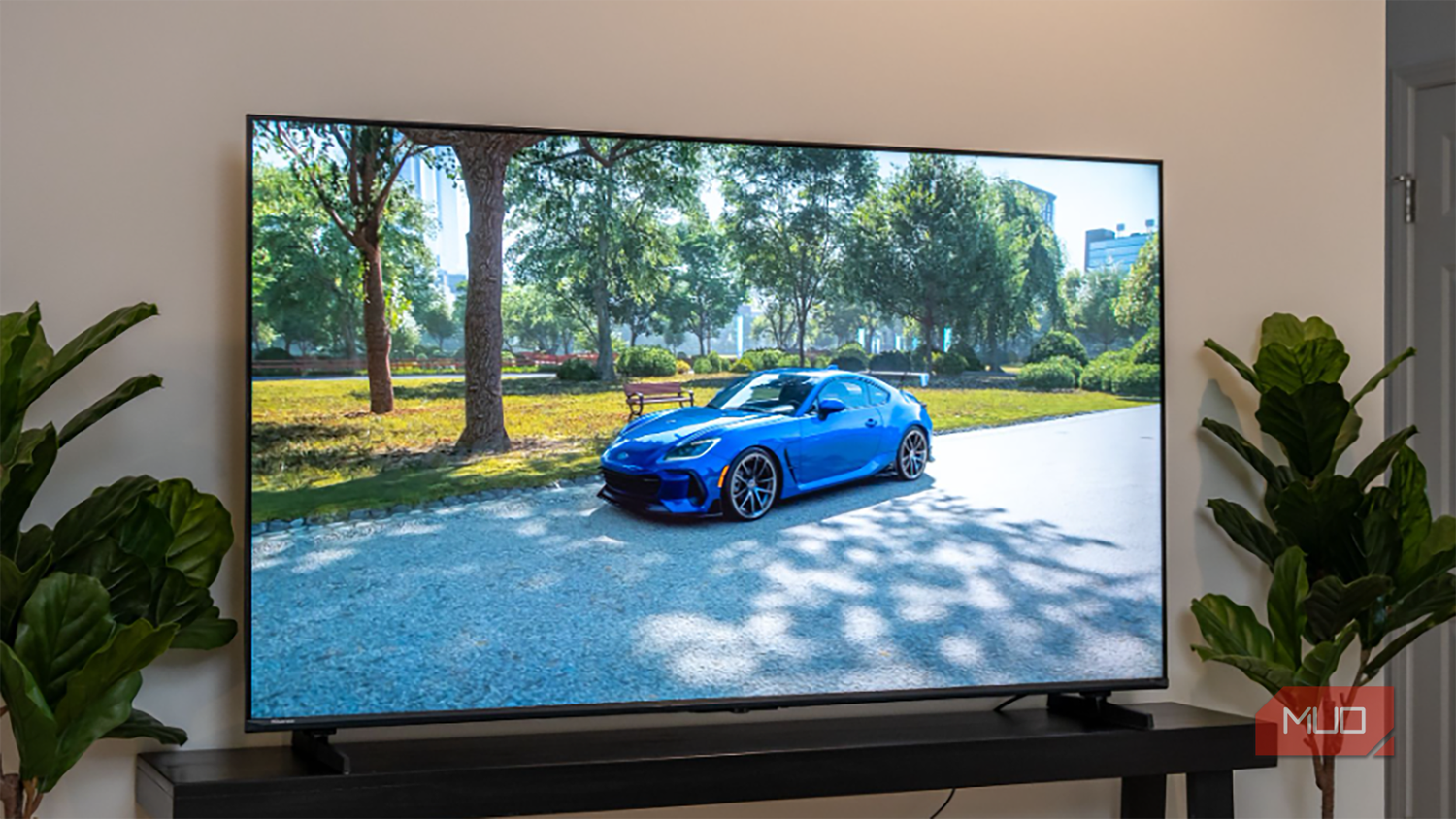 The Hisense U6SF MiniLED ULED TV showing a virtual sports car.
