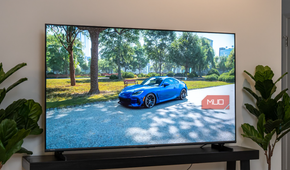 The Hisense U6SF MiniLED ULED TV showing a virtual sports car.