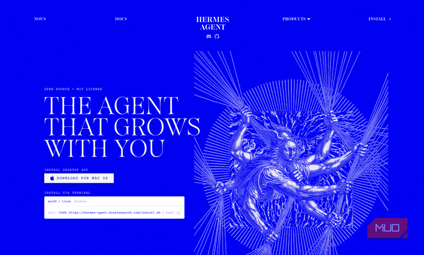 Hermes agent web page screenshot
