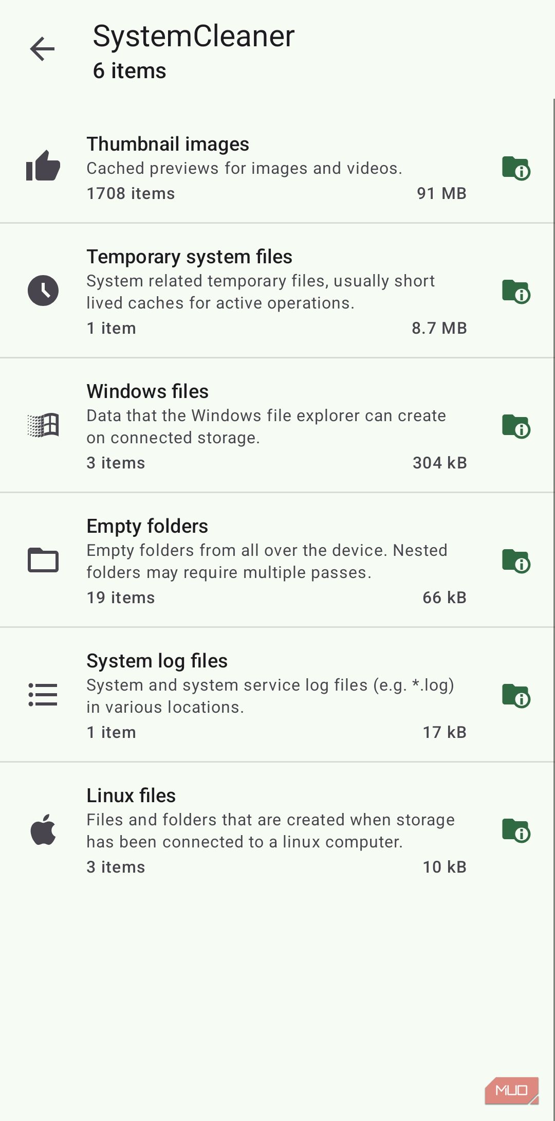 SD Maid showing SystemCleaner on Android