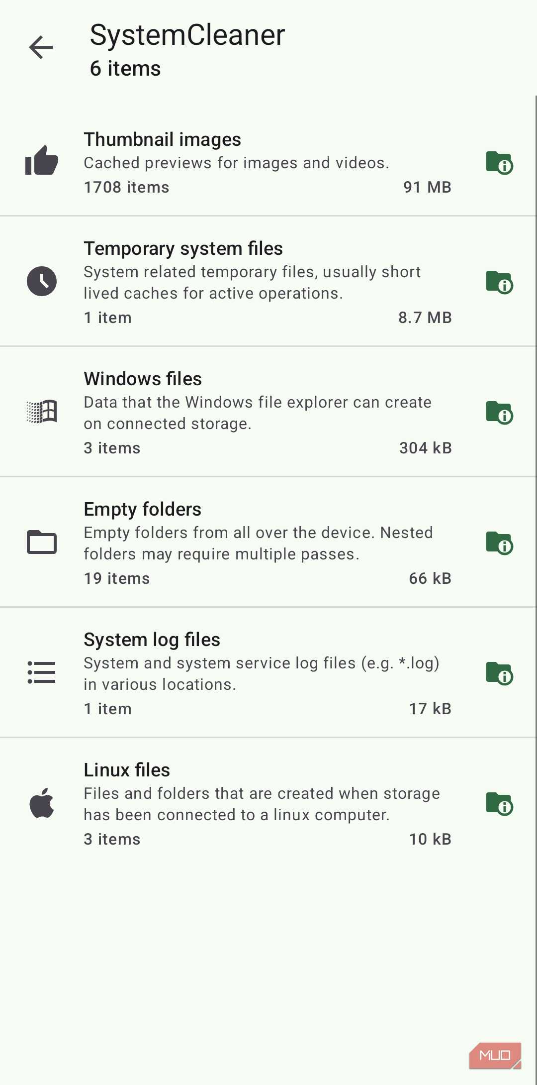 SD Maid showing SystemCleaner on Android