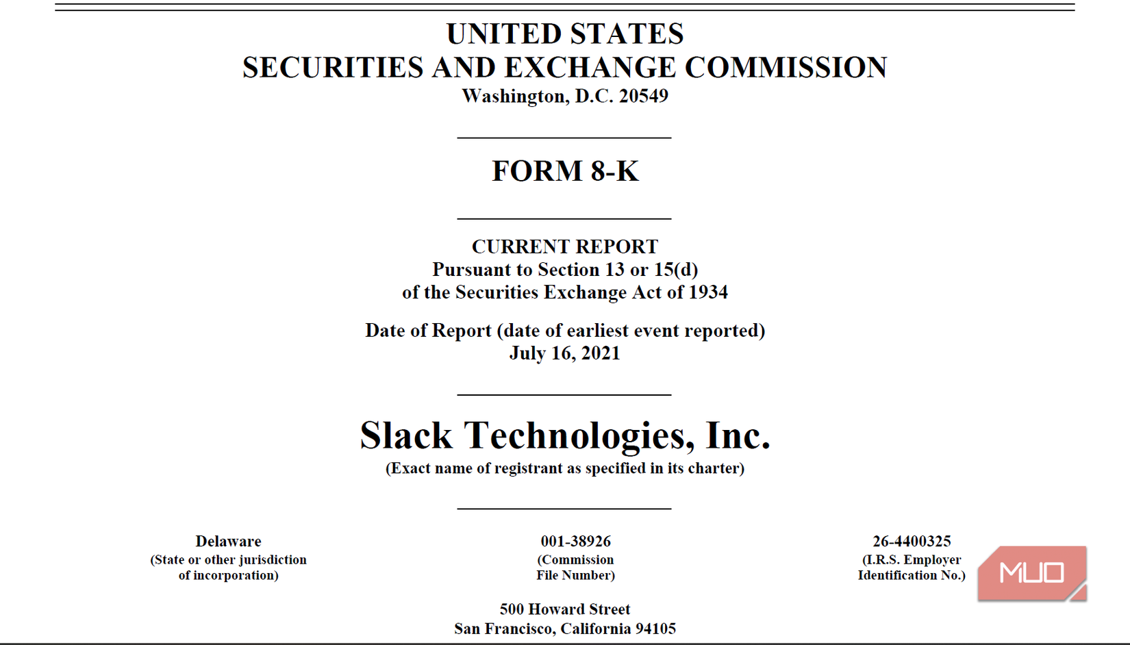 Securities and Exchange Commission form 8_K