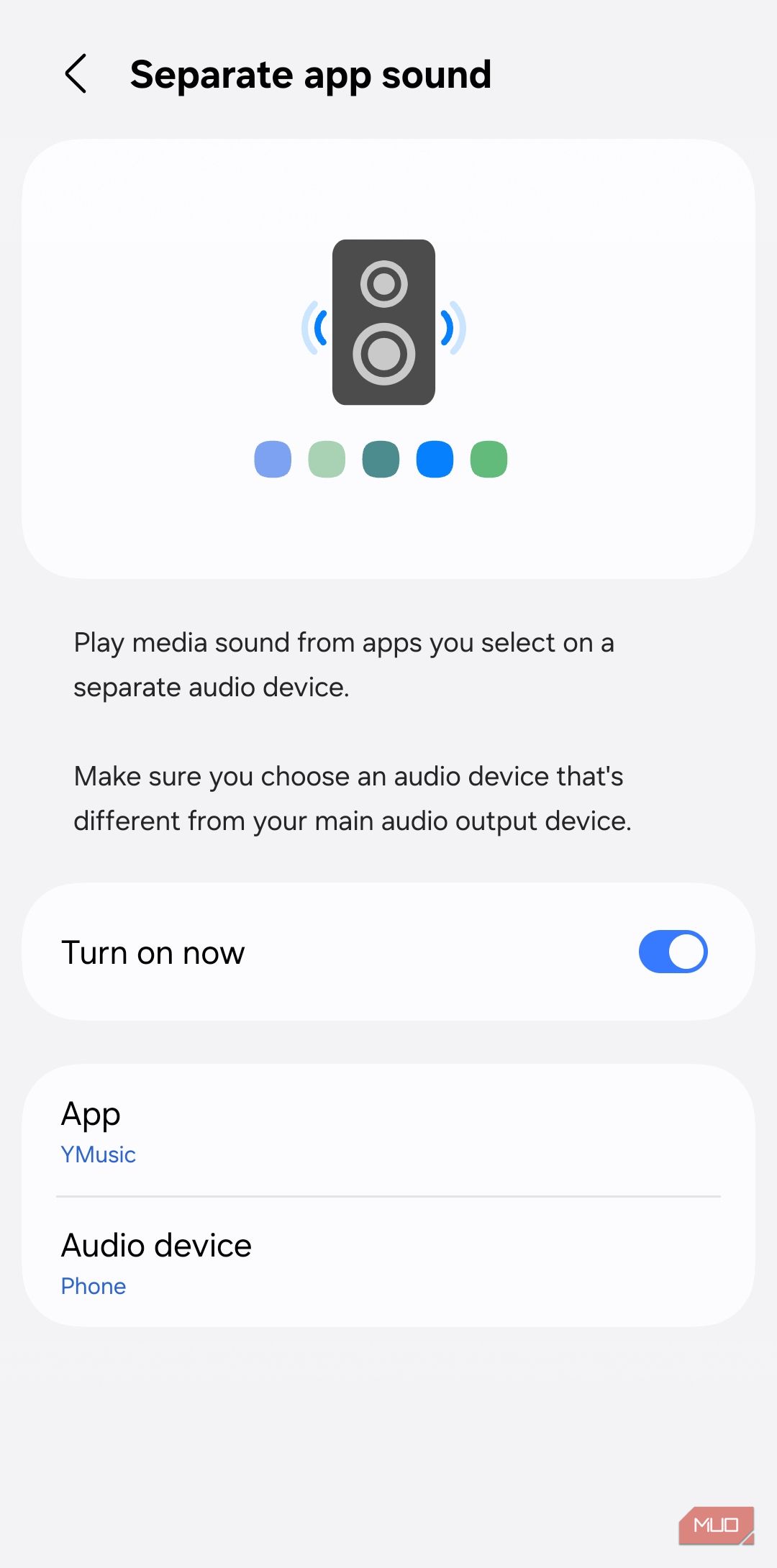 Separate App Sound menu on Samsung phone