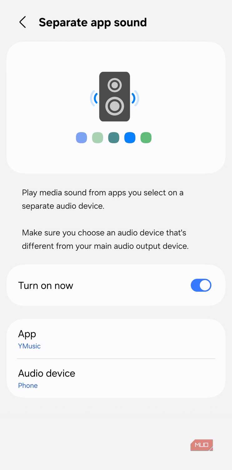 Separate App Sound menu on Samsung phone