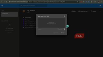 Session Buddy Extension showing the option to open multiple tabs