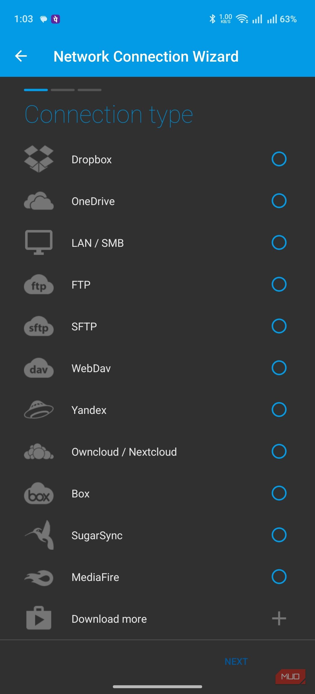 Solid Explorer showing the option to set up cloud connection