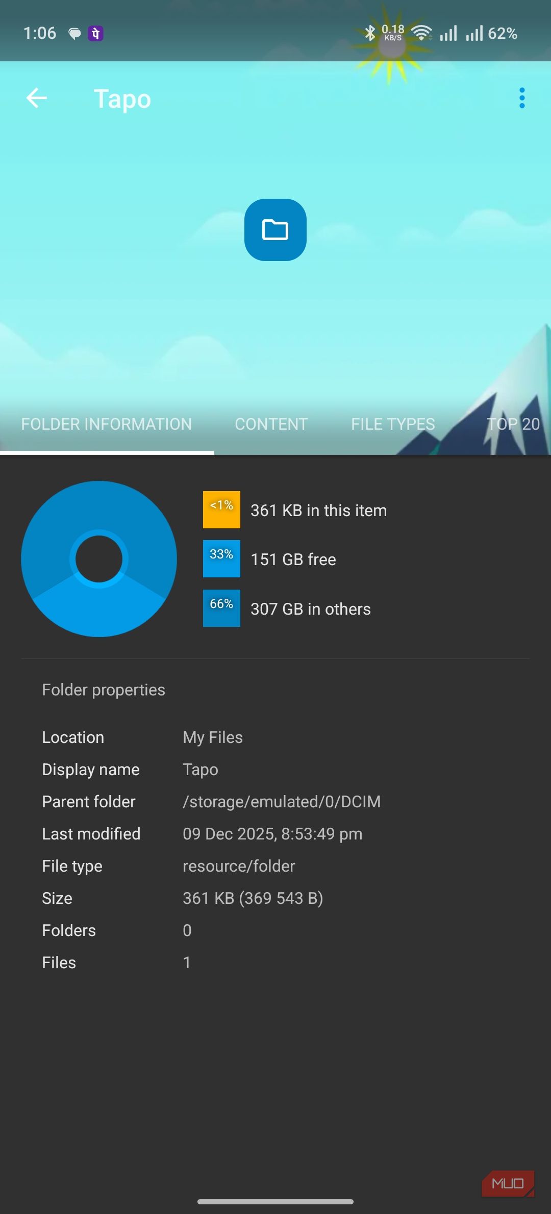 Solid Explorer showing individual folder info