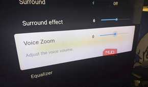 The Voice Zoom option in the menu of a Sony TV