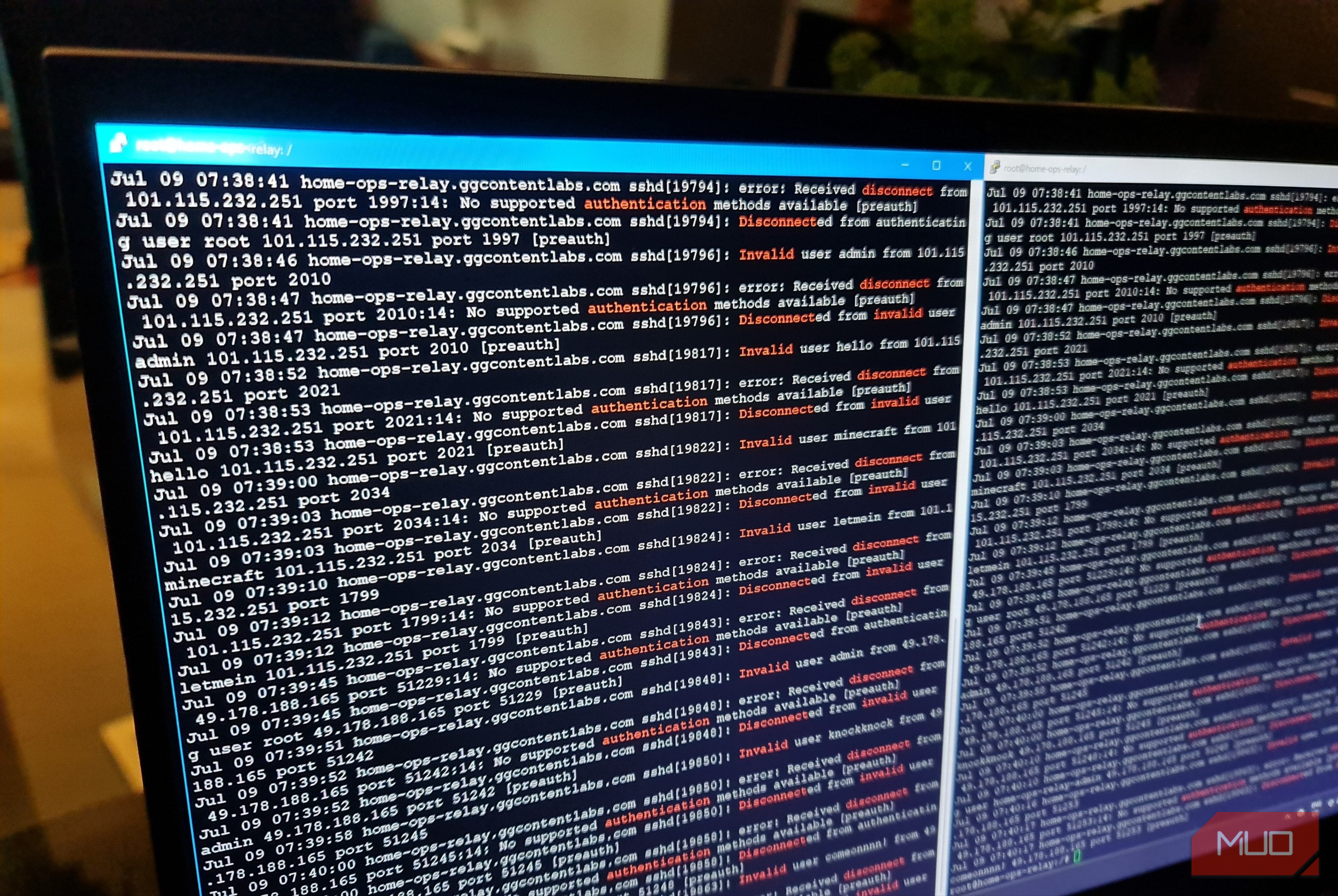 SSH logs Ubuntu showing bot scanning activity on a fresh Linux server