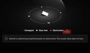 Starlink mini application showing zero antenna obstructions