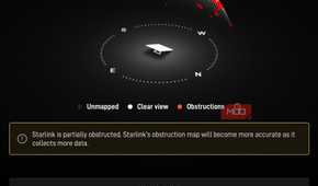 Starlink Mini obstructions map on Starlink app