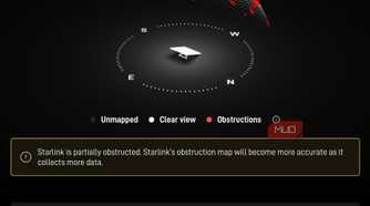 Starlink Mini obstructions map on Starlink app