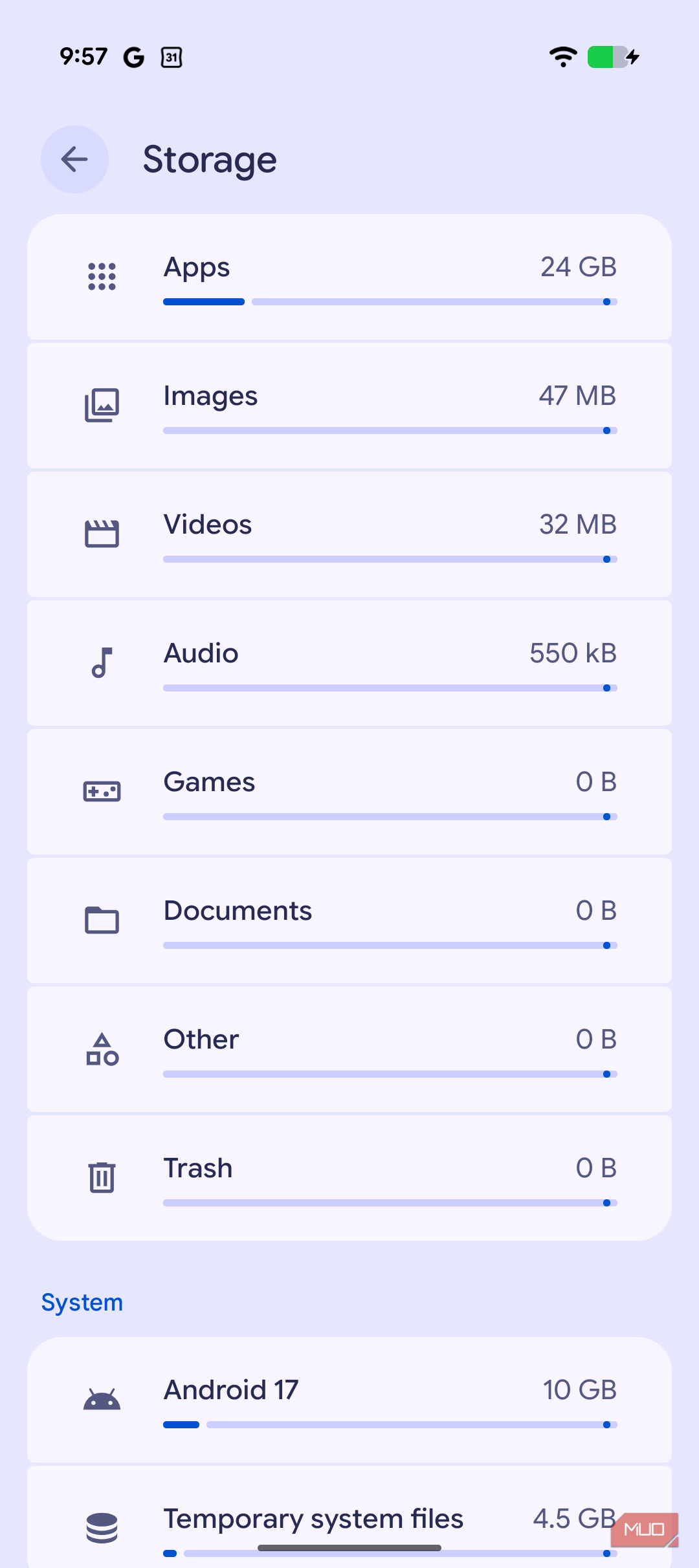 I looked for Android's "Other" storage mystery, and it wasn't there