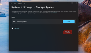 Storage Spaces in the Settings app