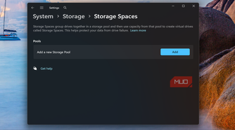 Storage Spaces in the Settings app
