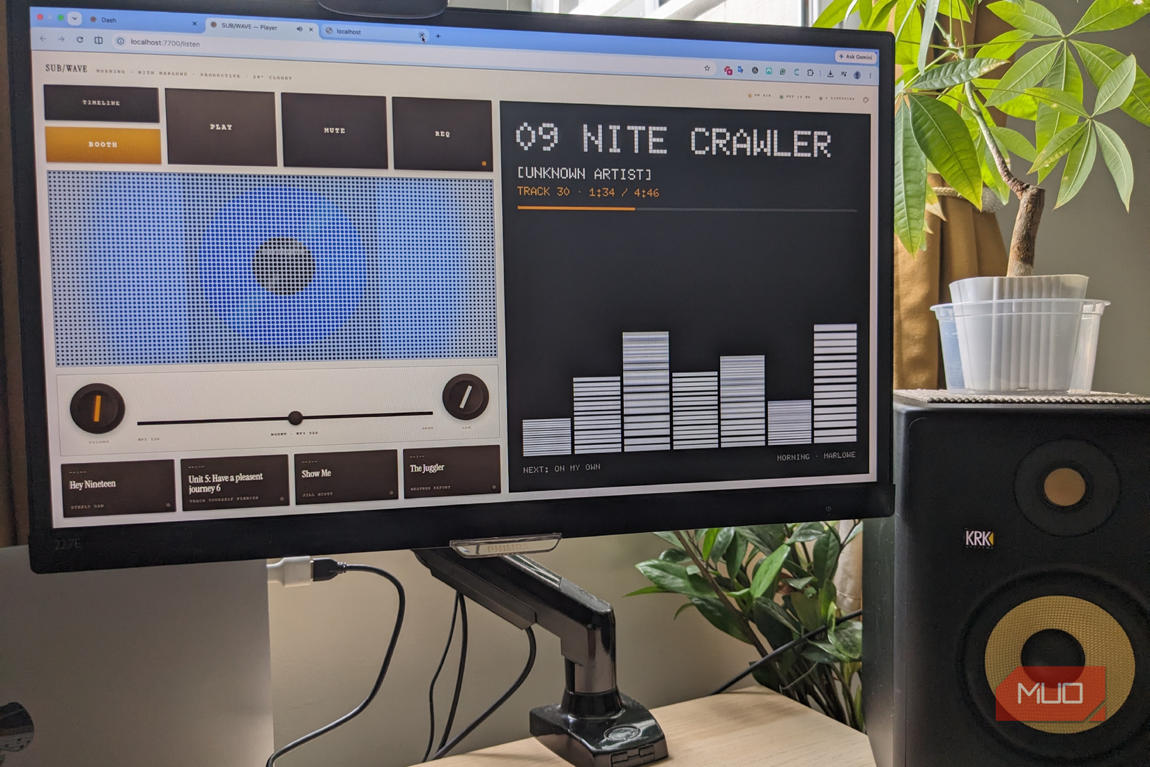The SUB/WAVE radio interface on desktop.