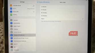 The Auto Lock settings in an iPad