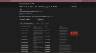 Tailscale logs page.