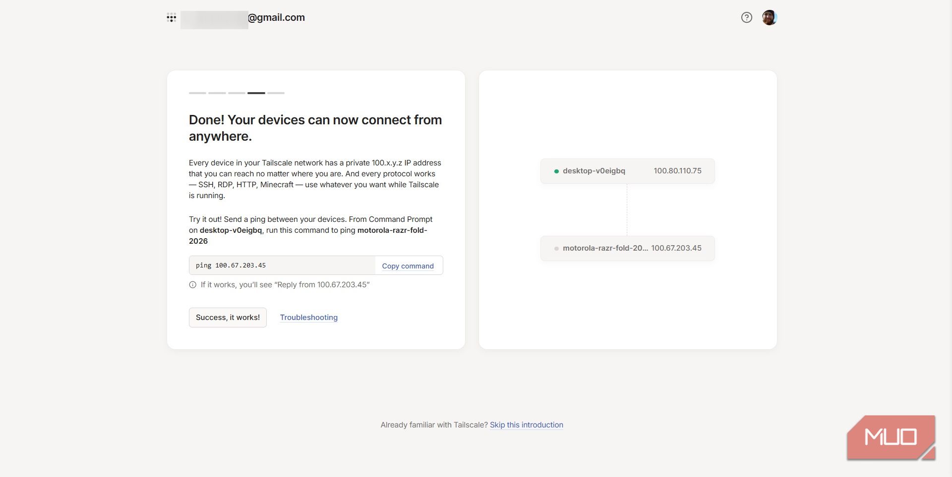 tailscale web app connecting mobile to desktop