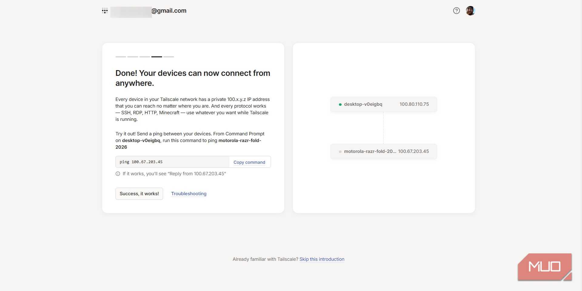 tailscale web app connecting mobile to desktop