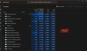 Task Manager memory usage
