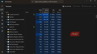 Task Manager memory usage