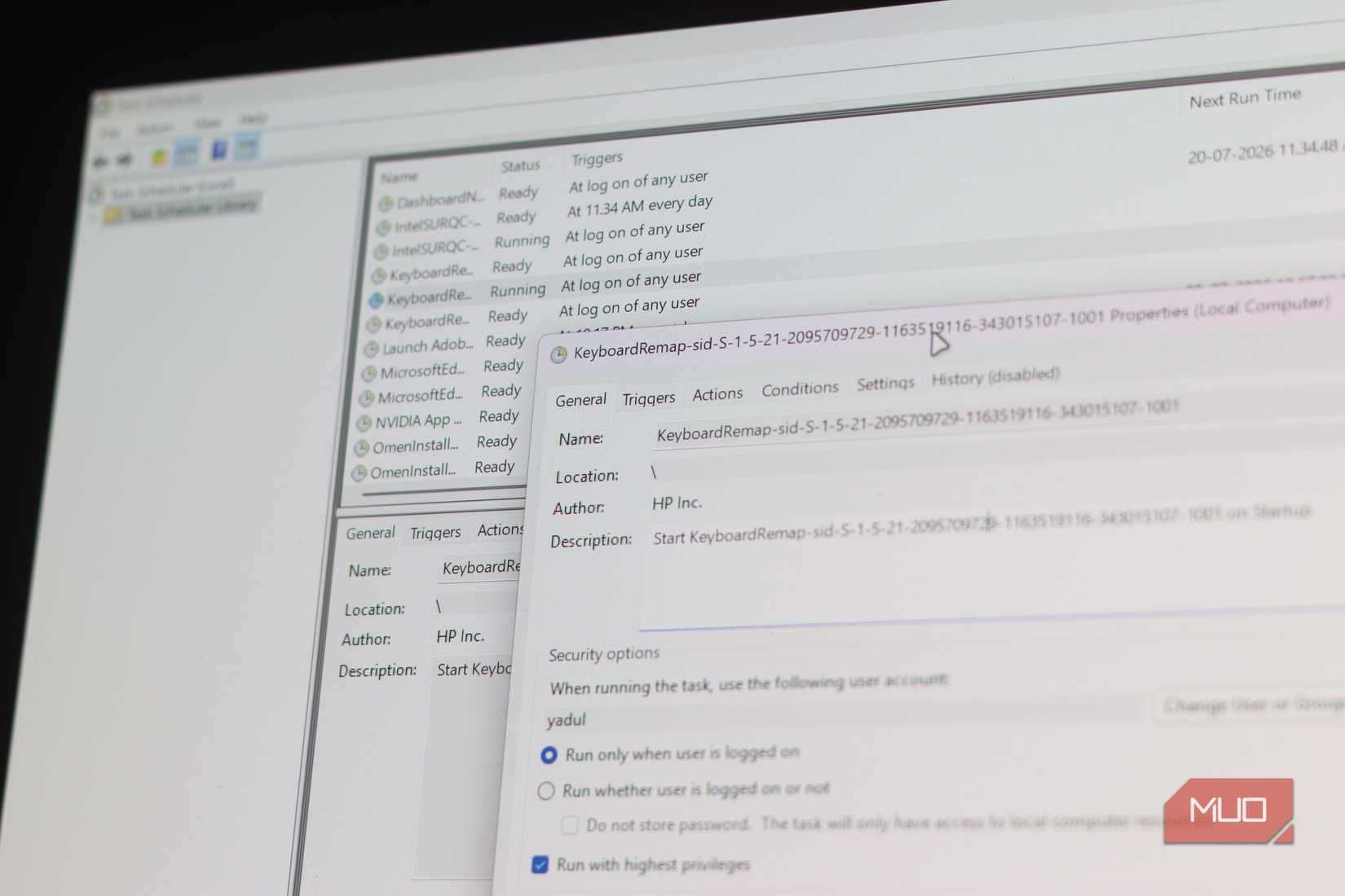 Task Scheduler with premade task.