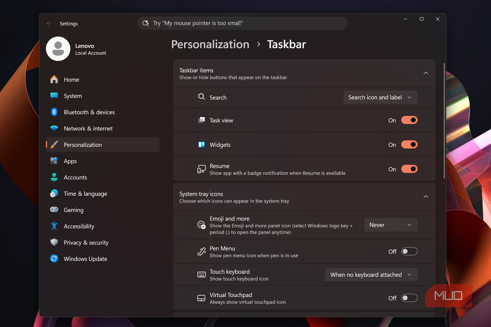 windows 11 taskbar settings