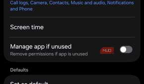 Telegram app info settings screen on Samsung