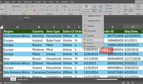 The conditional formatting menu in Excel.