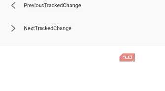 Track changes menu on mobile app