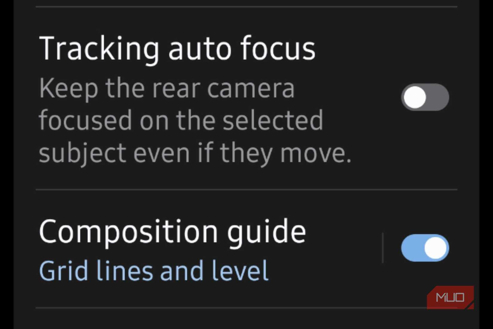 Tracking auto focus in an android being off