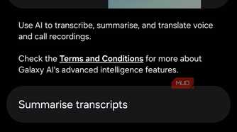 Transcript assist feature on Samsung phone