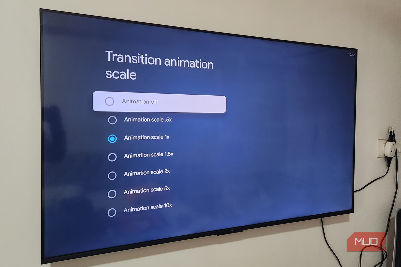 Transition Animation scale settings on Google TV