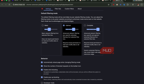 uBlock Origin Lite showing advanced options