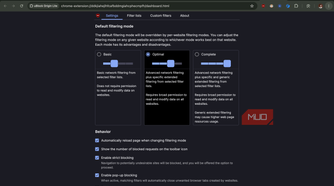 uBlock Origin Lite showing advanced options