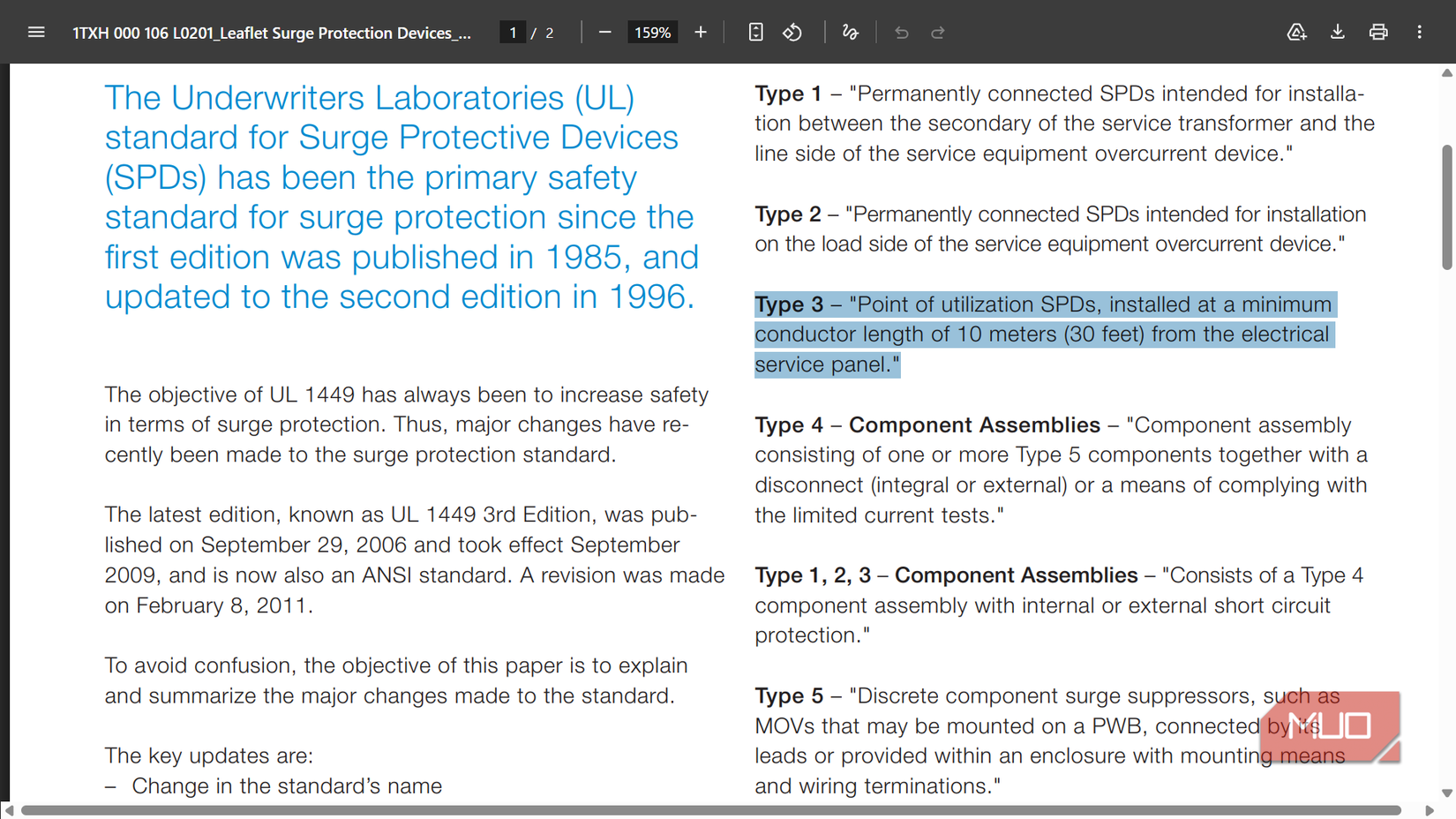 UL 1449 standard for surge protective devices