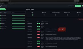 Uptime Kuma dashboard with configured monitors