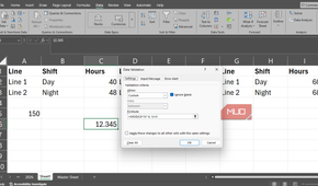 Using the MOD function in creating a new cell validation rule in Excel.