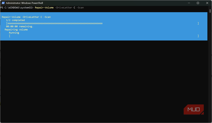 Using the Repair Volume command