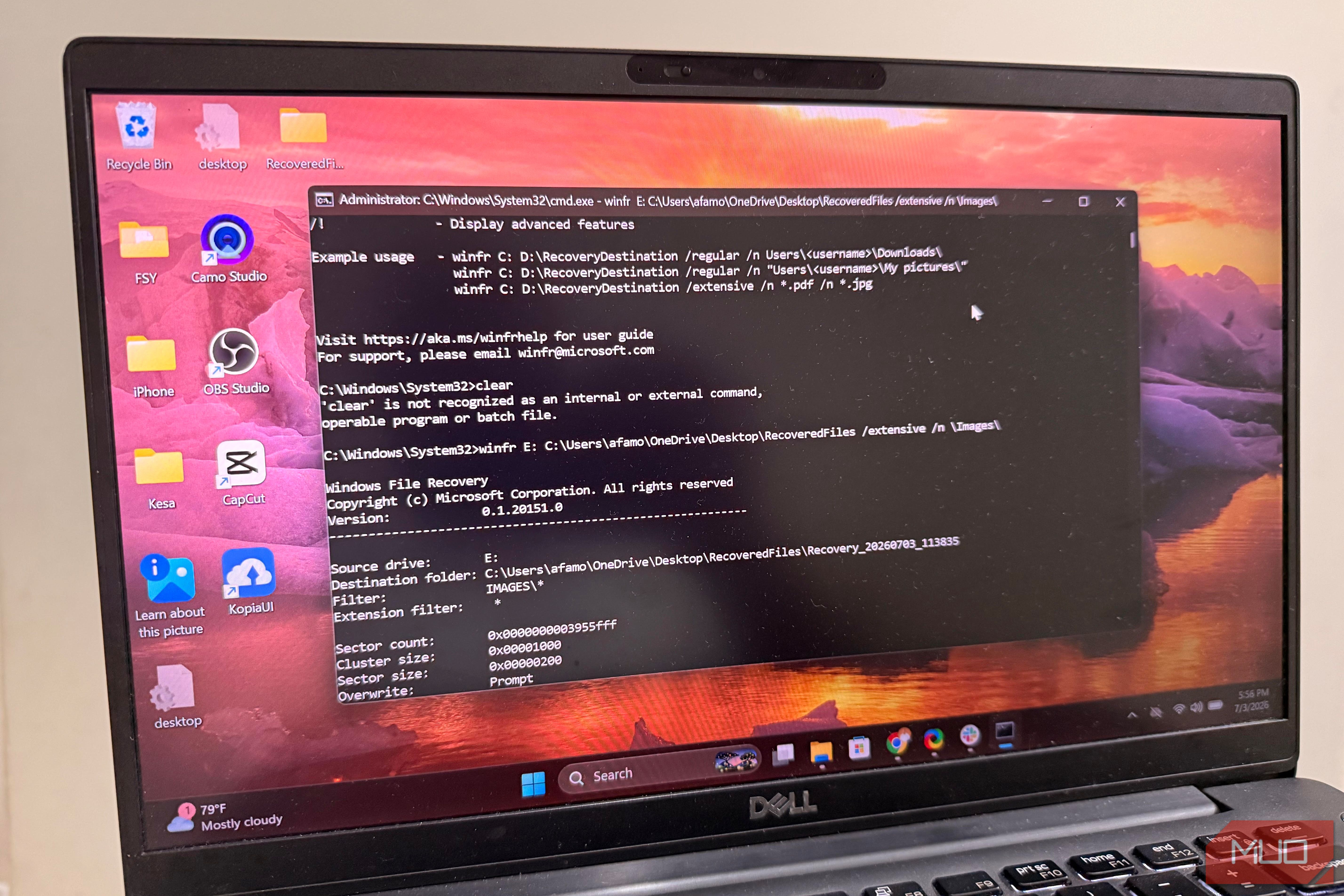 Using WinFR on Windows