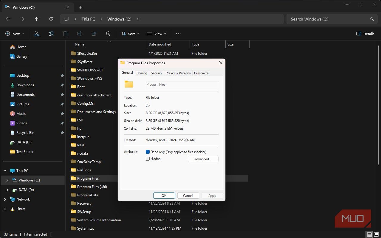 Verifying programs file size