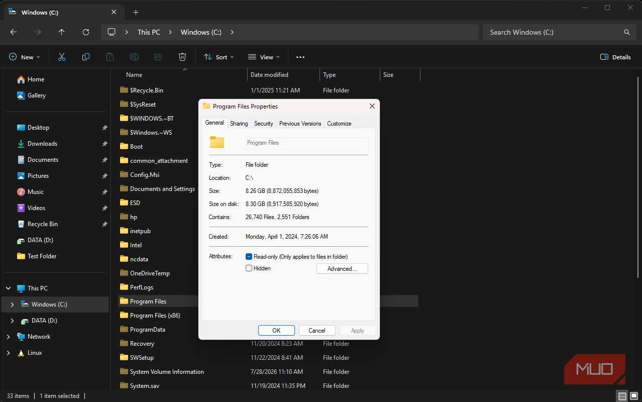 Verifying programs file size