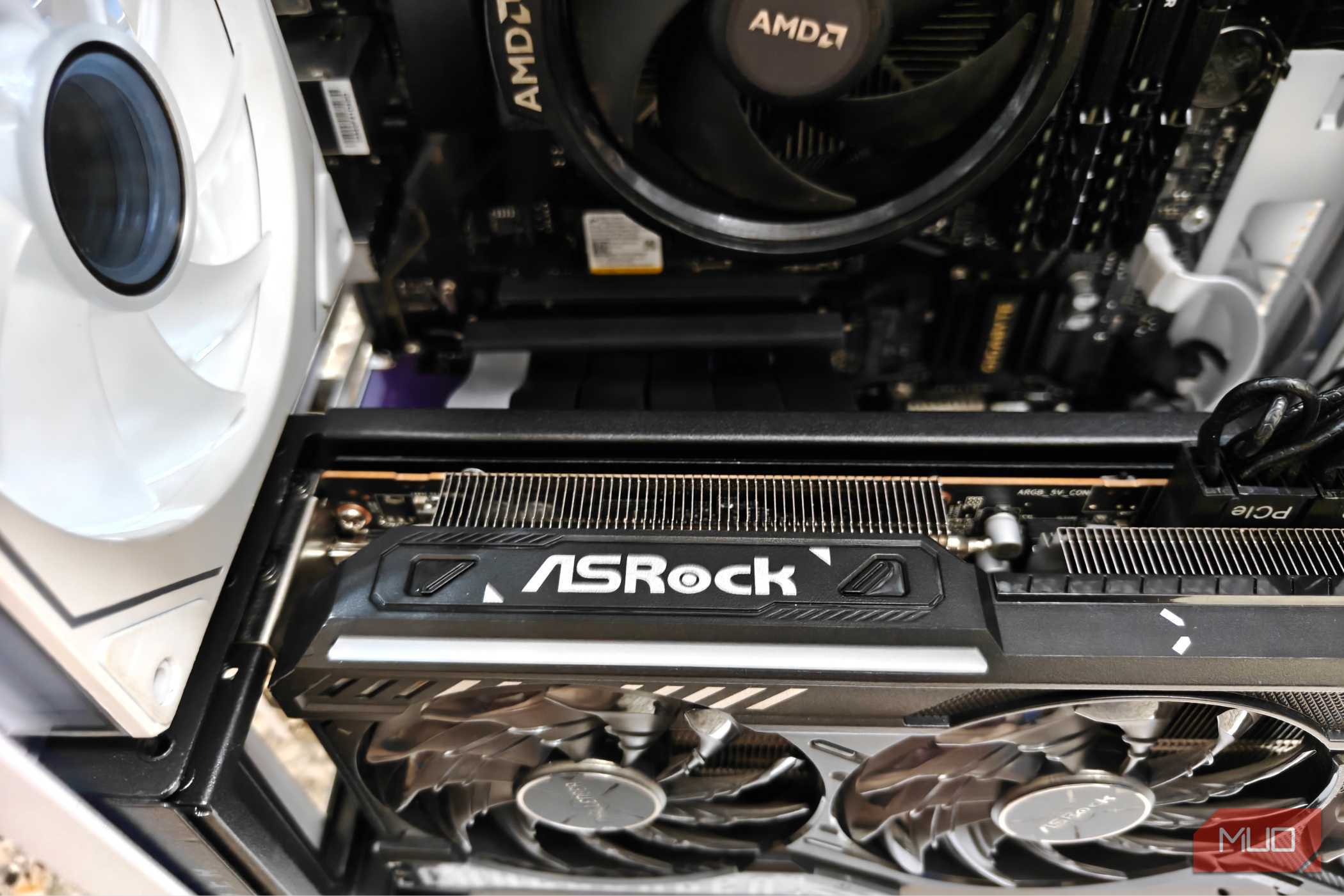 A vertical GPU mount in action