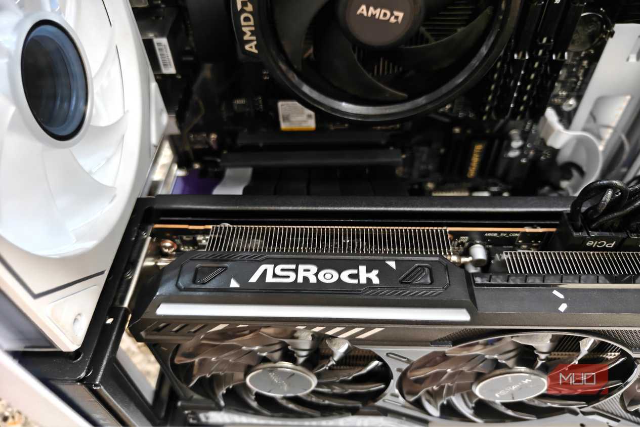 A vertical GPU mount in action