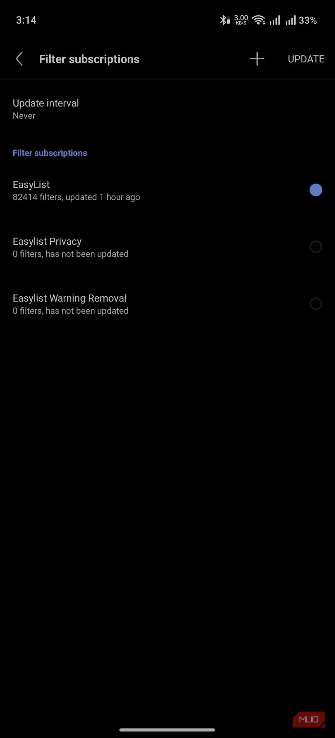 ad blocking filters on via browser